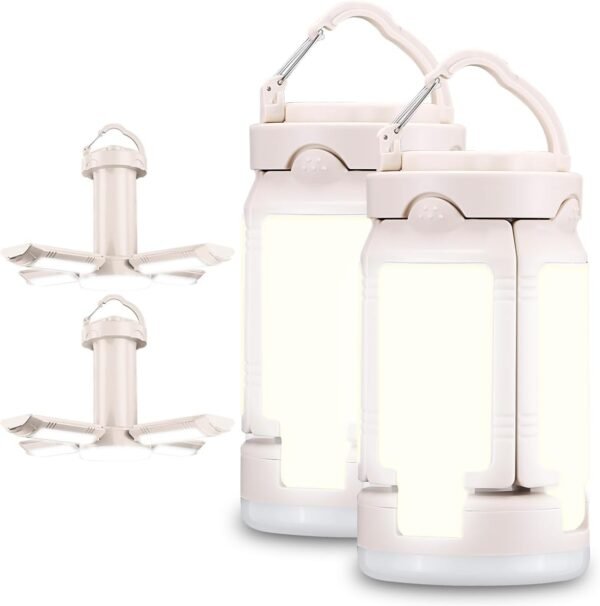 Folding Camping Lantern Rechargeable, 4000LM Foldable  Camping Light for Tent Outdoor, IPX4 Waterproof Portable  Flashlight for Camping, Hiking, Power Failure, Hurricane (2)
