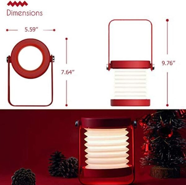 Rechargeable  Camping Lantern Flashlight,Portable Retractable Folding Lamp Camping Accessories,Use for Hiking, Emergency Light, Camping,Tent Garden Patio,（Red)