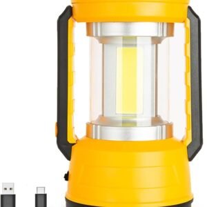 LED Camping Lantern Rechargeable, Bright 1000 Lumen, 5 Modes, 20H Long Lasting 4000 mAh , Rechargeable Lantern for Hurricane, Emergency, Power Outages, Home-Yellow