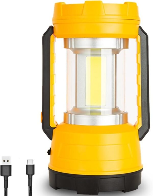 LED Camping Lantern Rechargeable, Bright 1000 Lumen, 5 Modes, 20H Long Lasting 4000 mAh , Rechargeable Lantern for Hurricane, Emergency, Power Outages, Home-Yellow