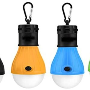 Tent Light 4-Pack Clip Hook Hurricane Emergency Lights  Camping Light Bulb Camping Tent Lamp Portable Lantern Bulb Camping Equipment for Camping, Hiking (Black & Orange & Blue & Green)