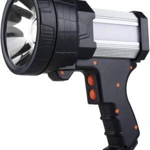 Rechargeable Spotlight, Super Bright High Lumen LED Flashlight Handheld Spotlight Long Lasting Large Flashlight Searchlight and Flood Camping Flashlight with Foldable Tripod