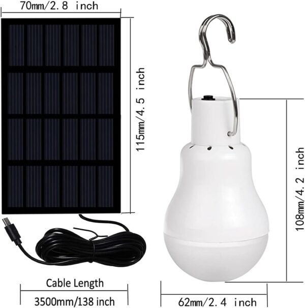 Solar Light Bulb Portable 350LM Solar Powered Camping Light  Lantern Outdoor for Lamp Light Hiking Fishing Tent Indoor Shed Chicken Coop Hurricane Emergency With  Chargeable(Pack of 2)