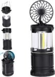 Camping Lantern with Foldable Fan, 3.4x10.2 Silent  Camping Lights, Battery-Operated Portable Lantern Flashlights with Hooks for Outdoor