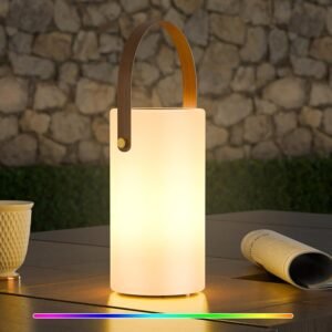 Solar Table Lamp Outdoor Lantern 2 in 1 Charging Portable LED Cordless Lights with Remote 8 Colors, Water-Resistant IP44 for Patio Terrace Camping Garden Balcony