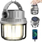 300LM LED Camping Lantern Rechargeable,2400mAh Power Bank，USB Cable，6 Light Modes Included with Two Light Source Modes, Lantern Flashlight for Hurricane, Hiking, Camping, Power Outages