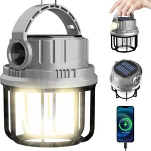 300LM LED Camping Lantern Rechargeable,2400mAh Power Bank，USB Cable，6 Light Modes Included with Two Light Source Modes, Lantern Flashlight for Hurricane, Hiking, Camping, Power Outages