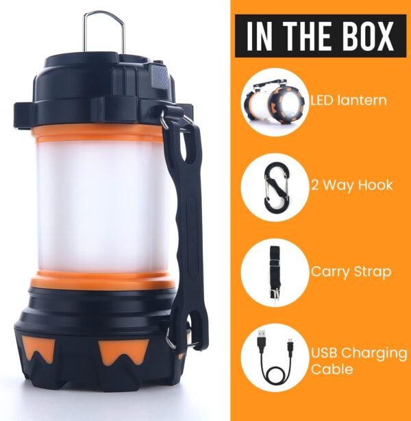 Camping Lantern Rechargeable, Super Bright Lantern Flashlight and 360 Degree Illumination, Power Bank, IPX4 Waterproof for Hurricane Emergency Survival, Power Outages, Hiking, Home, Tent Light