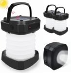 Solar Powered Lantern Flashlight,2-Pack Collapsible  Camping Lantern,Portable  Rechargeable Lamp for Power Outages,Emergencies,Hurricanes,Tent Lighting,Hiking,Backpacking Gear(Black)