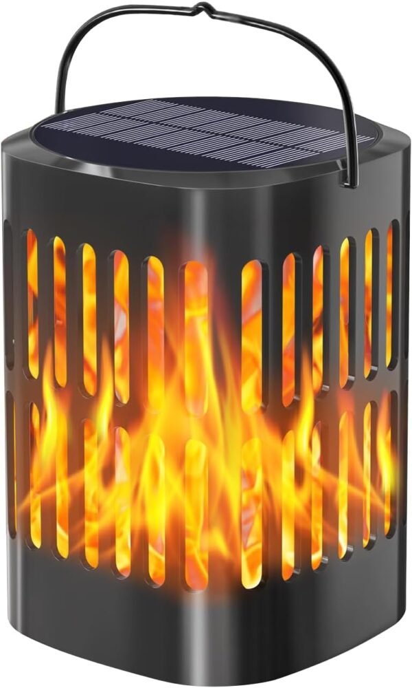 Solar Lanterns Solar Powered and  Charging Flickering Flames Solar Lights Outdoor Hanging Lanterns Waterproof Landscape Decoration Lighting Dusk to Dawn Auto On/Off for Halloween(1 Pack)