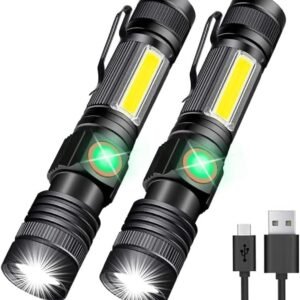 Flashlight USB Rechargeable, Magnetic LED Flashlight, Super Bright LED Tactical Flashlight with Cob Sidelight, Waterproof, Zoomable Best Small LED Flashlight for Camping, Emergency Flashlights