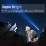 Rechargeable Spotlight, Super Bright High Lumen LED Flashlight Handheld Spotlight Long Lasting Large Flashlight Searchlight and Flood Camping Flashlight with Foldable Tripod Black