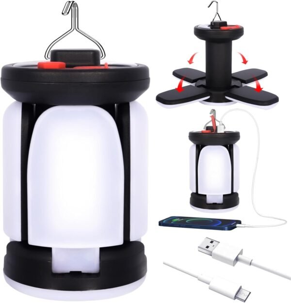 Rechargeable Camping Lantern, Folding  Camping Lamp-6 Lighting Modes Super Bright, Portable Camping Tent Lamp