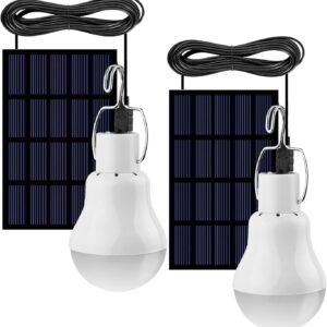 Solar Light Bulb Portable 350LM Solar Powered Camping Light  Lantern Outdoor for Lamp Light Hiking Fishing Tent Indoor Shed Chicken Coop Hurricane Emergency With  Chargeable(Pack of 2)