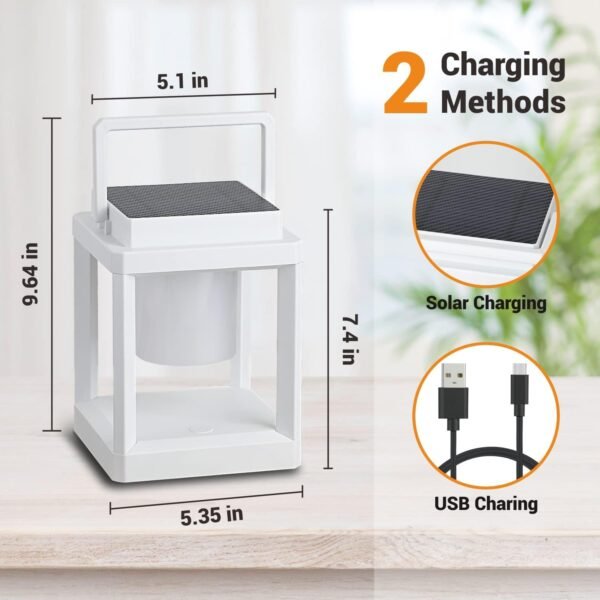 Outdoor Table Lamp, 3-Level Brightness LED Nightstand Lantern, Portable Rechargeable Solar Lamp IP44 Waterproof, Touch Control Outdoor Cordless Lantern for Patio/Walking/Reading/Camping