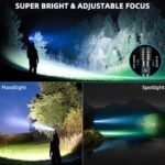 Super Bright Flashlights High Lumens, Rechargeable Flashlights, 5Mode LED Flashlight, Adjustable Focus Tactical Flash Light, Powerful Flash Lights for Home, Camping, Emergencies