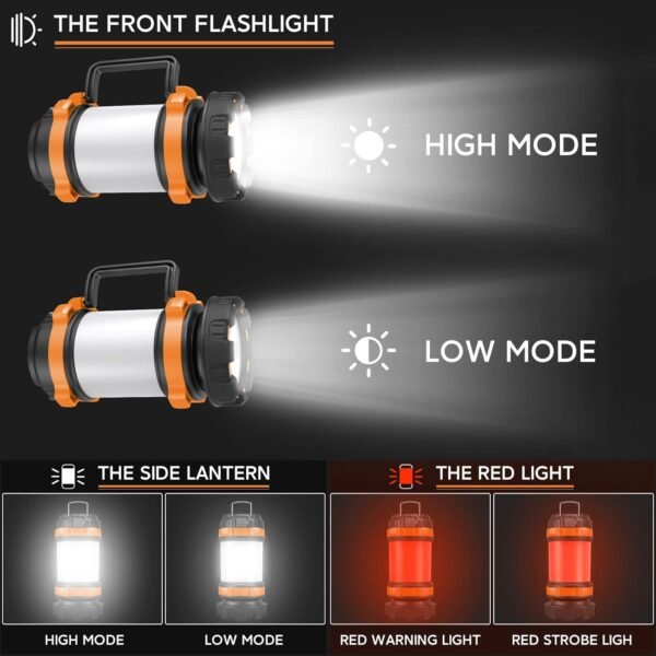 Camping Lantern Rechargeable ,  Camping Flashlight 4000 Capacity Power Bank,6 Modes, IPX4 Waterproof, Led Lantern Camping, Hiking, Outdoor Recreations, USB Charging Cable Included