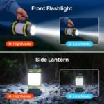 2 Pack LED Camping Lantern Flashlight Rechargeable,  Portable Torch with 6 Light Modes, 3600mAh Power Bank, IPX4 Waterproof, USB C, Camping Lights for Hurricane, Emergency, Survival Kits
