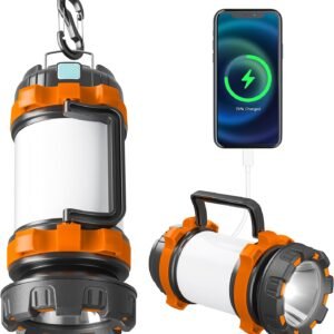 Camping Lantern Rechargeable ,  Camping Flashlight 4000 Capacity Power Bank,6 Modes, IPX4 Waterproof, Led Lantern Camping, Hiking, Outdoor Recreations, USB Charging Cable Included