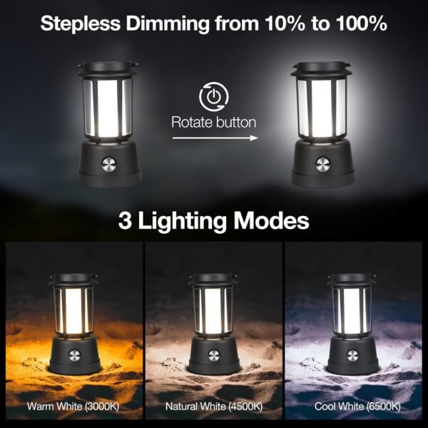 Camping Lantern,  Lanterns for Power Outages 6000mAh, IPX5 Waterproof, Rechargeable Camping Lantern with Hand-Cranked, Solar Lantern Camping Essentials for/Tent/Hiking