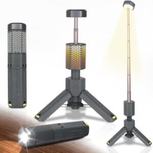 Camping Lantern Rechargeable - Multifunction  Lantern Battery Powered 10500mAh- Portable Camping Lamp and Flashlight - Telescoping Camp Lights for Hiking,Camping,Emergency Lighting Gray
