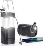 3000mAh Rechargeable Camping Lantern – Solar Powered, Hand Crank, -C Charging, Super Bright  Flashlight & Tent Light, Portable Power Bank for Hurricane, Power Outages, Survival Kit