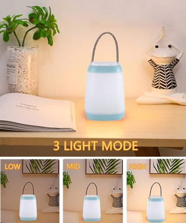 Night Light for Kids,  Rechargeable Nursery Lamp Portable Camping Lantern with 3 Light Modes for Camping,Emergency,Bedroom,Indoor and Outdoor(Cyan, 1 Pack)