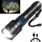 Rechargeable Flashlights High Lumens, Powerful Tactical Flashlights, 5 Modes LED Flashlight Adjustable, Brightest Flashlight Waterproof, Handheld Flash Light for Emergencies, Home, Camping, Hiking