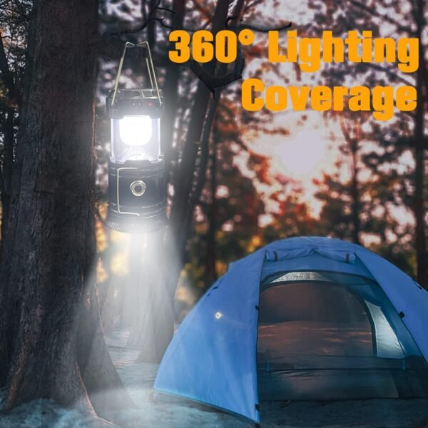Collapsible Portable  Camping Lantern  Lightweight Waterproof Solar  Rechargeable  Flashlight Survival Kits for Indoor Outdoor Home Emergency Light Power Outages Hiking Hurricane 4-Pack