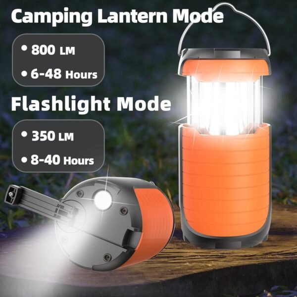 Camping Lantern Rechargeable,Lanterns for Power Outages 5000mAh, IPX5 Waterproof, Rechargeable Camping Lantern with Hand-Cranked, Solar Lantern Camping Essentials for/Tent/Hikin