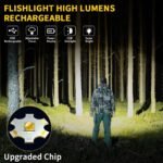 Rechargeable Flashlights High Lumens, 7Mode Flashlights Rechargeable, Super Bright Flashlight, Adjustable Tactical Flash Light, High Powered Flash Light, LED Flashlight for Emergency Home 2Pack