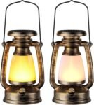 Pack of 2 Retro Solar Powered Rechargeable Camping Lantern 3 Colour Adjustable Brightness for Outdoor Adventures