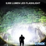 Rechargeable LED Flashlights High Lumens, 9000 Lumens Super Bright Flashlights with 5 Modes, Waterproof Powerful Flash Light Multifunctional Flashlights for Home Camping Hiking(2 Pack)