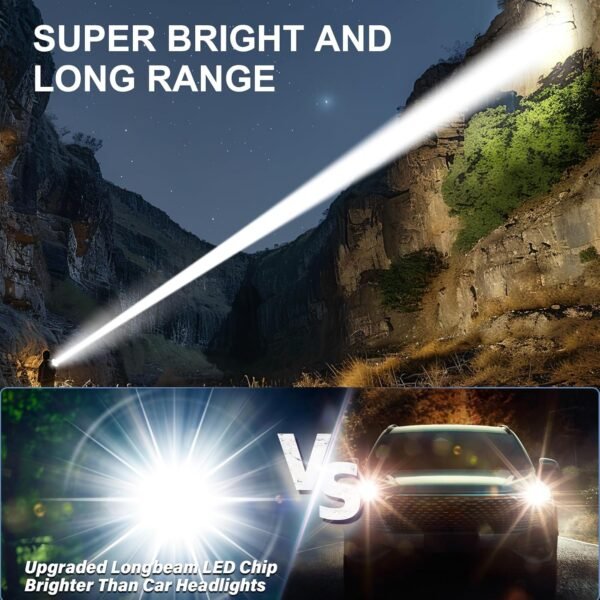Flashlights High Lumens Rechargeable - Super Bright Tactical LED Flash Light, Dimmable&Memory Function Powerful Waterproof Flashlight for Camping,6 Modes,Zoomable,LCD Display (2, Black)