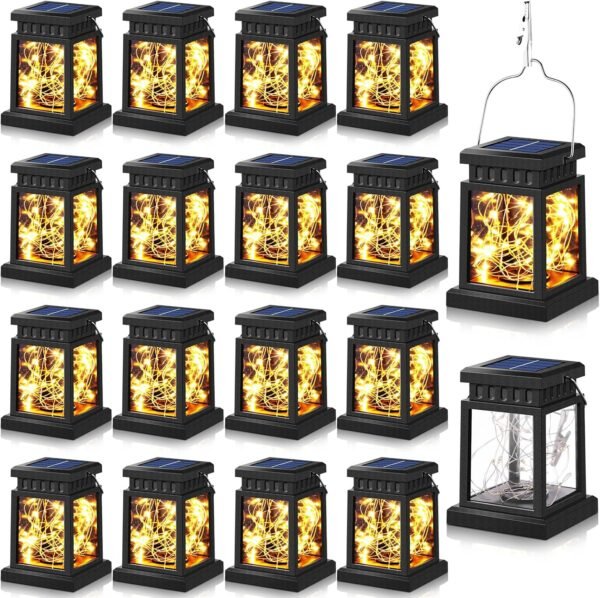 18 Pcs Hanging Solar Lantern Solar Powered Waterproof Umbrella Lanterns Solar Hanging Lantern Outdoor with 30  Warm Bulbs for Tree Patio Yard Garden Tree Camping Porch