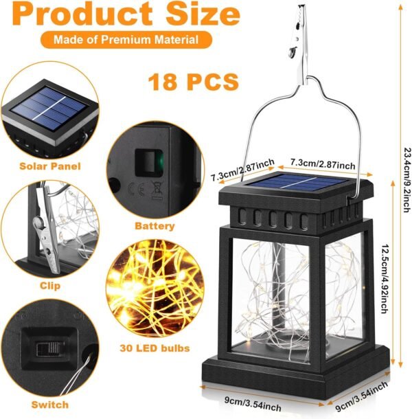 18 Pcs Hanging Solar Lantern Solar Powered Waterproof Umbrella Lanterns Solar Hanging Lantern Outdoor with 30  Warm Bulbs for Tree Patio Yard Garden Tree Camping Porch