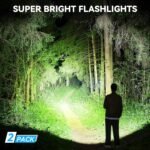Rechargeable LED Flashlights High Lumens - 990,000 Lumens Super Bright Flashlights with 5 Modes, Waterproof Powerful Flash Light for Home(2 Pack)